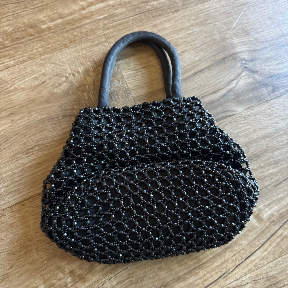 Vintage Black Beaded mini Handbag - Elegant Evening Bag y2k - Picture 2 of 4